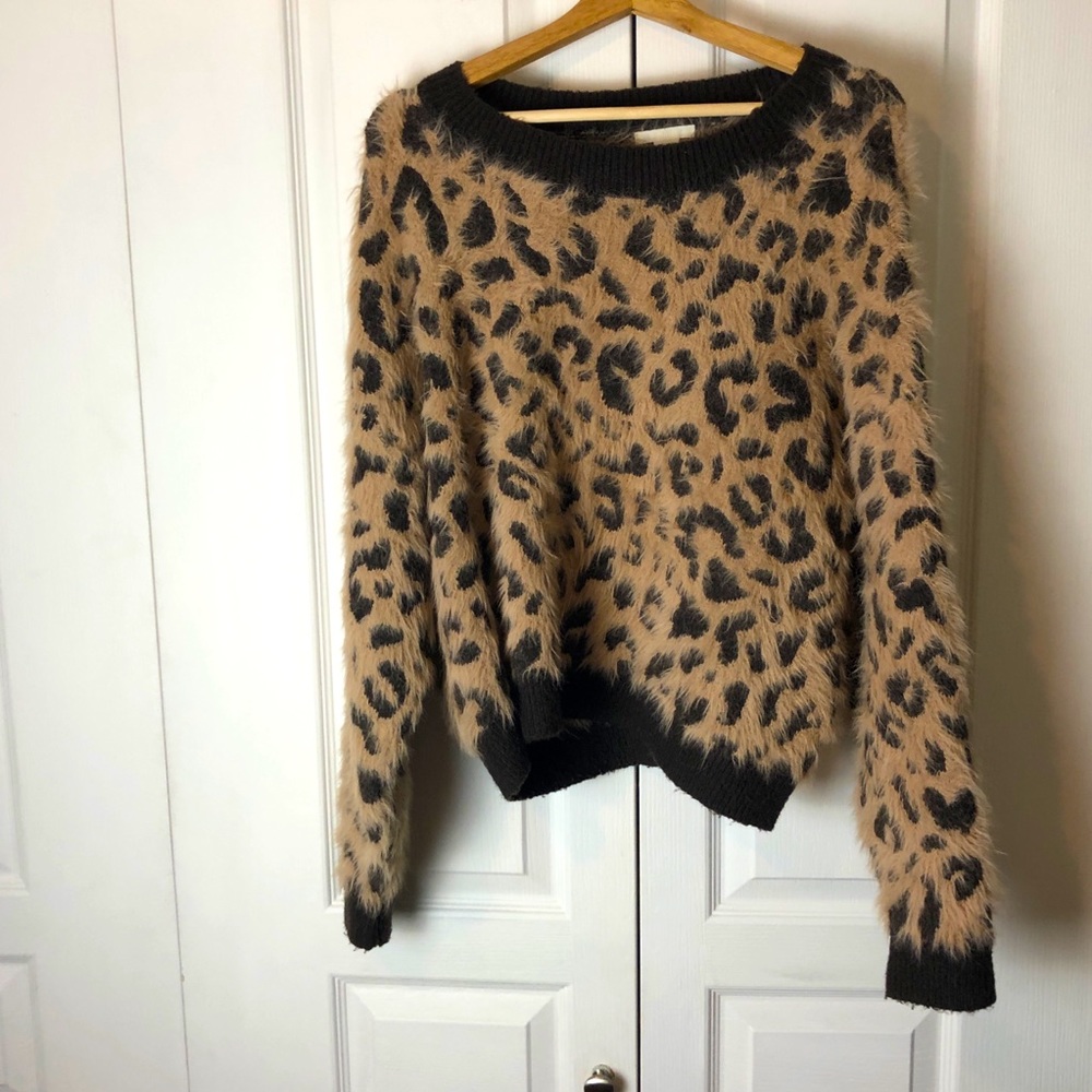 Fuzzy Animal Print Sweater